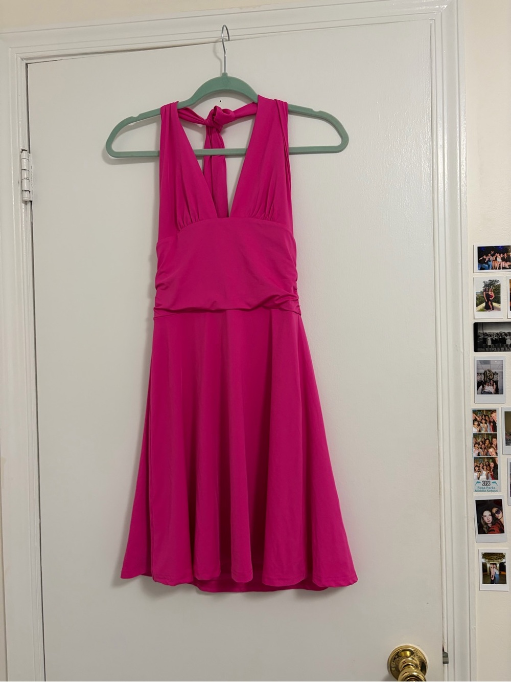 Women's Fuchsia Halter Fit-and-Flare Dress